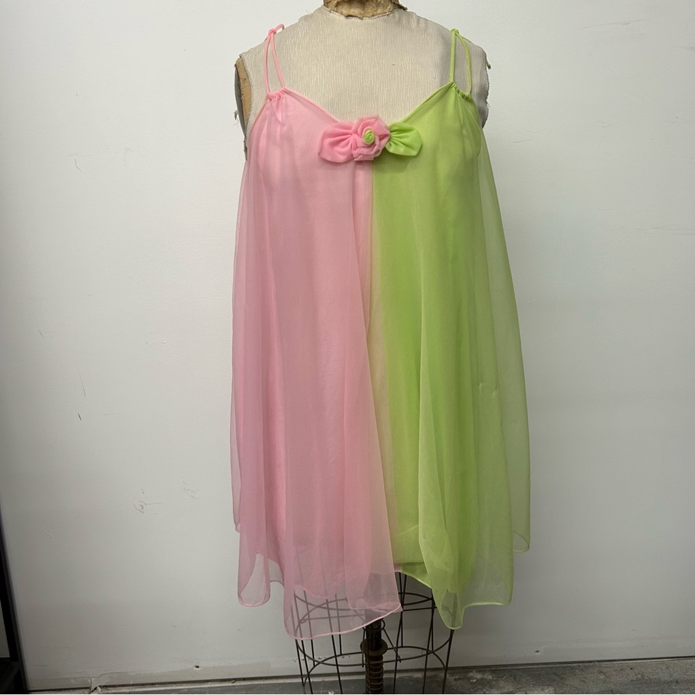 Vintage 60s nylon pegnoir two-tone dress ππ· - Picture 5 of 7